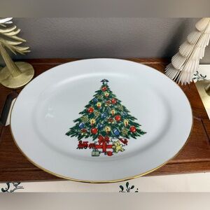Jamestown Christmas Holiday Tree Oval Platter/ 2 vegetable bowls